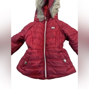 Girls 24 months Tommy Hilfiger Maroon puffer jacket with hood